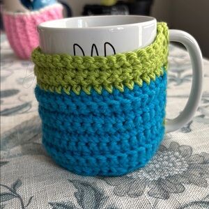 Blue and Green Crochet Mug Cozy